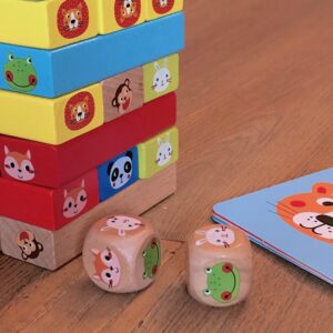 Juego de bloques Jenga con tarjetas y dado - Imagen 3