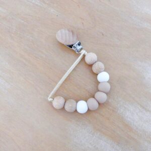 Portachupete con cuentas de silicona - Beige