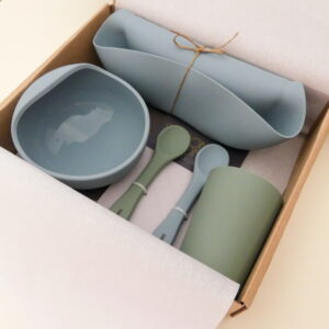 Set alimentación | Celeste | Bowl, babero, cucharas, vaso - Imagen 3