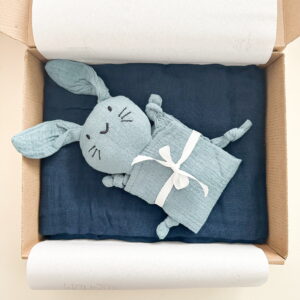 Box G6 | Celeste | Rebozo de muselina y trapito de apego